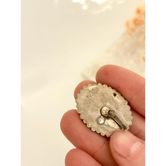 Taxco Mexico Black Onyx Screw Back 925 Sterling Silver Vintage Stud Earrings - Picture 12 of 13